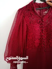  5 فستان طويل قصة سمكة لون خمري مقاس L للبيع