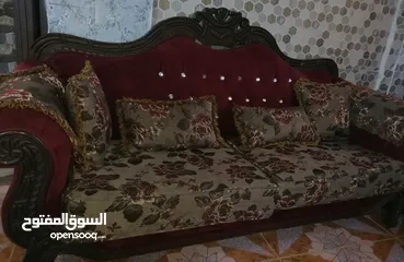  5 كنب مصري خشب زان 9 مقاعد لون خمري