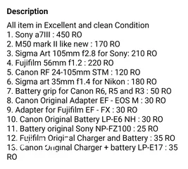  3 Sony a7III, M50 mark + kit lens, there is lens for Sony, Nikon, Fujifilm, Canon & other Item