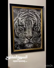  4 Old tiger painting / لوحة فحم حيوان النمر القديم