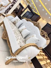  4 طقم كنب مصري دمياطي 9مقاعد خشب زان
