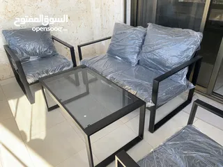  1 طقم جلسة خارجي جديد اربعة مقاعد