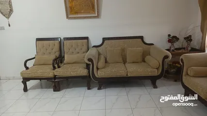  6 غرفة جلوس فخمة بسعر مغري خشب 7مقاعد
