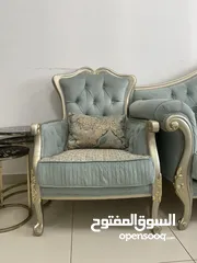  6 طقم كنب تركي اصلي من 8 كراسي وطاولة نص مع اثنين طاوله جانبيه / ‏ Turkish Sofa Set with 8 Seats