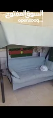  6 مظله من إيكيا ثقيله قاعدتها حديد ومرجيحه 3 مقاعد بفرش او بدون