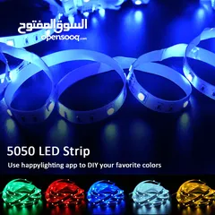  2 LED Strip Light RGB 5050 Flexible Ribbon With App Control حبل انارة ذكي يعمل على الصوت والتطبيق والر