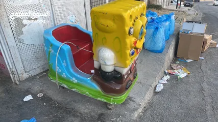  2 عربات ركوب اطفال هزاز سبونج بوب شغالة مية المية