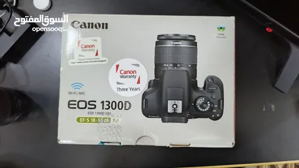  3 كانون 1300D بحالة الوكالة عدد تصوير قليل استخدام شخصي وليس تصوير حفلات او مناسبات مع عدستين للبيع