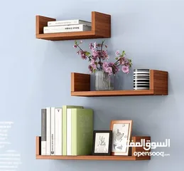  7 رفوف خشب شاشه ومطبخ وحمام وديكور حائط وستاند مكياج وجلاتين وكتب وصيدليه ومطبخ وغيره