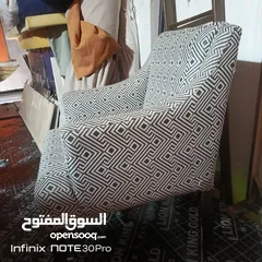  7 كرسي كوفي شوب عدد ثمانيه خشب زان قماش ذات جوده عاليه خشب زان كامل