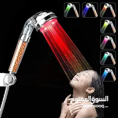  1 الدوش العجيب المضئ + تقويه ضغط الماء LED shower بدون كهرباء او بطاريات دش حمام