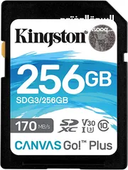  1 كرت ذاكرة لكميرات التصوير Kingston 256GB SDXC Canvas Go Plus 170MB/s Memory Card (SDG3/256GB)