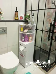  1 خزانه حمام خشب مقاوم للماء والرطوبه والعفن لون ابيض المتوفر بسعر 20دينار فقط بتزبط ع اي زاويه