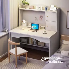  19 مكتب دراسي كامل متكامل مكتب مثالي مع سطح مكتب واسع خشب مقاوم للخدوش وسهل التنظيف والتركيب