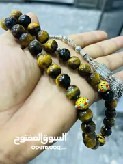  3 عرض خاص سبحه عين النمر ازرق او ذهبي بسعر حرق 33 حبة حلوة مش صغيرة للعلم مع طقم انتيومون مرتب