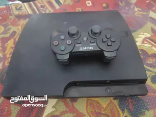 4 PS3 Slim (بلاستيشن 3 سليم) مُهكَّر 150GB + يد أصلية + 11 لعبة