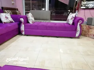  16 تنجيد كورنر حرف L مع كنبة مزدوجة مع إمكانية اختيار الاقمشة والألوان والتفصيل حسب الطلب