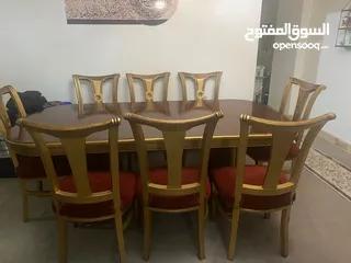  3 طاوله سفره 8 كراسي خشب زان بسعر 130دينار التواصل واتسب