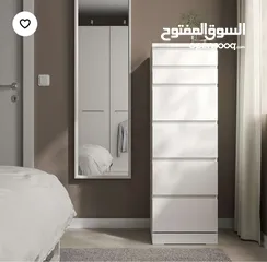  3 مرايا طولانية لون ابيض تعليق بالجدار بحالة جديدة وممتازة من شركة IKEA