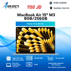  1 MacBook Air 15.3 inch M3 8GB/256GB /ماك بوك اير  15.3 انش M3 8GB/256GB