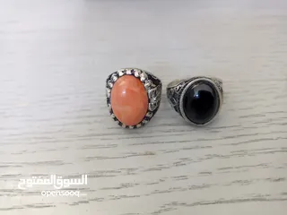  7 خاتم فضة عيار 925 - حجر عقيق يماني