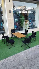  1 *طقم رحلات متكامل – 6 كراسي + طاولة ألمنيوم قابلة للطي!*  الطلعة صارت أسهل وأرتب مع البكج الجاهز