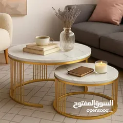  1 طقم طاولات متداخلة مودرن رخام فخم   سطح رخامي فاخر يعطي لمسة أنيقة وراقية  قاعدة معدنية