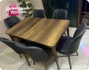  16 طاولة سفرة مستطيلة أنيقة مع 6 كراسي فخامة وعملية