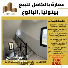  2 للبيع  عمارة بالكامل في بيتونيا منطقة البالوع قرب كوكا كولا، العمارة مميزة وتشطيب شخصي ،كل طابق شقة