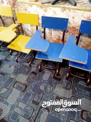  6 مقاعد مدرسيه مزدوجة مع مفرد حديد ثقيل وخشب ماليزي جميع الأوان