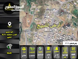  1 رقم الاعلان (3715) ارض سكنية للبيع في منطقة ابو نصير