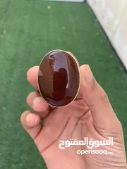  2 خاتم عقيق يماني احمر طبيعي