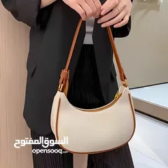  3 حقيبة يد فرنسية فاخرة - تصميم نصف قمر بسحاب عملي – لون بيج أنيق