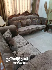  3 طقم كنب 7 مقاعد ،خشب زان مصري،معاه طاولات جانبية،بحالة ممتازة
