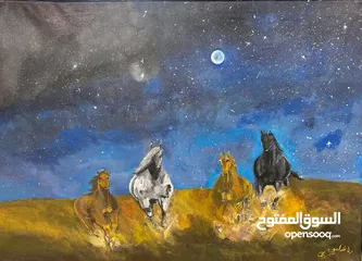 5 لوحات فنية مرسومة يدوي و لوحات حسب الطلب و تصاميم منشورات مواقع التواصل الاجتماعي