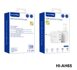  1 HAING HI-AH65 USB GaN Fast Charger 65W 3ports شاحن 65 واط