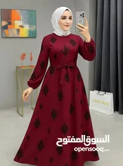  11 فستان ستاتي شيفون مبطن و مطرز   وزن 50 لل 85