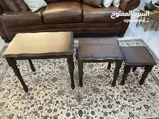  6 Set of 3 wood side tables طاولات جنب