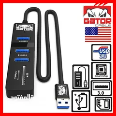  9 USB 3.0 Hub 3 Port Charger Data Sync SD TF Card Reader for PC Mac Laptop Desktop