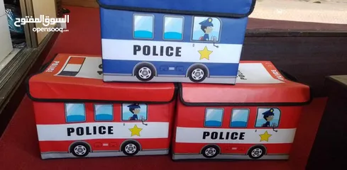  3 صناديق البوليس للاطفال للتخزين والالعاب  قماش كتان قوي  مميز ومرتب بغرفه الاطفالال3صناديق ب 11دينار