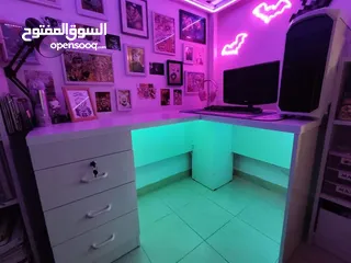  6 مكتب طاولة جيمنج زاويه متوفر بعدة موديلات والوان مناسبه للدراسة والالعاب