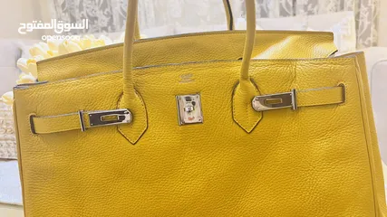  26 حقيبة اليد الفاخرة أصلية فرنسا ماركة هيرميس بيركن Hermes Jaune Ambre Birkin 35 Clemence  Leather Bag