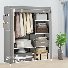  3 خزانة ملابس هيكل معدني قوي قماش كتان وتربروف بتحمل اوزان متنقله