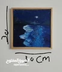  4 لوحة أكريلك معاصرة رسم يدوي بإطار خسبي.. امواج سحرية