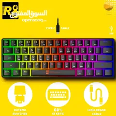  4 كيبورد ميكانيكي سلكي R8 - 1037 PRO MINI USB TO TYPE C WIRED KEYBOARD BLUE SWITCH 60%