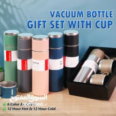  2 تيرموس ستانلس ستيل 3 كاسات يحافظ على السخن حتى 12 ساعة مصنوع من ستانلس ستيل عالي الجودة