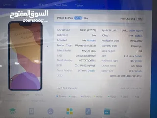  12 iPhone 14 Plus (256) GB ايفون مستعمل  14 بلس بحالة الوكالة مش مفتوح او مصلح او مغير اي شي نهائيا.
