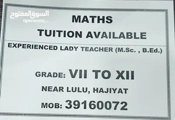  1 MATHS TUITION AVAILABLE