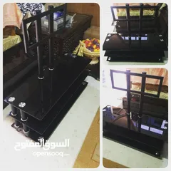  1 طاولة تلفاز زجاج