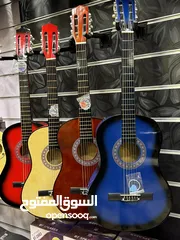  3 ‎جيتار تعليمي كلاسيك نوعيه ممتازه كلاسيك متوفر الوان مميزه مع ريشه ووتر هديه